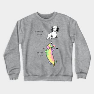 Before after yoga dachshund Crewneck Sweatshirt